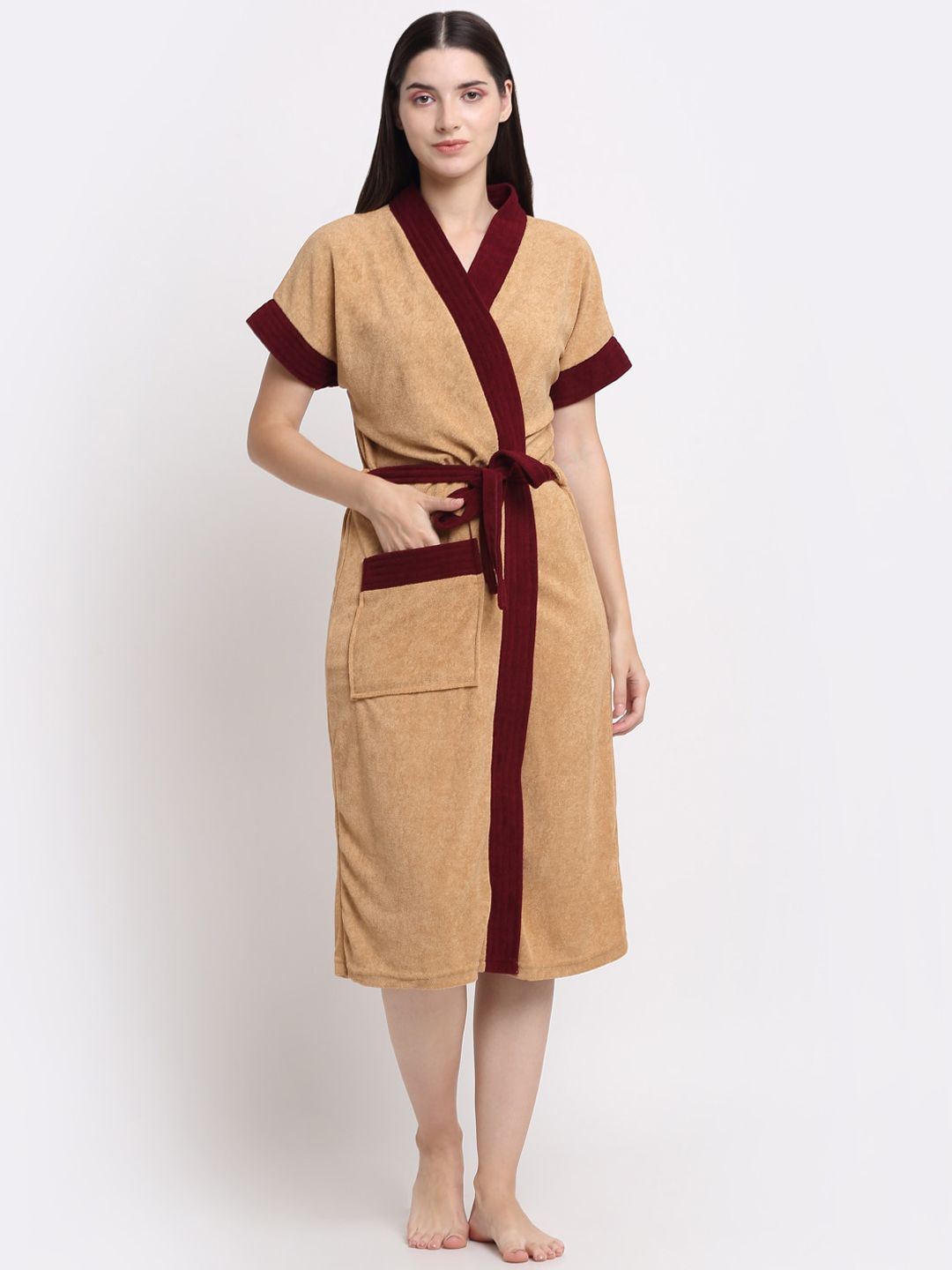 Creeva Belted Terry Bath Robe-image-3