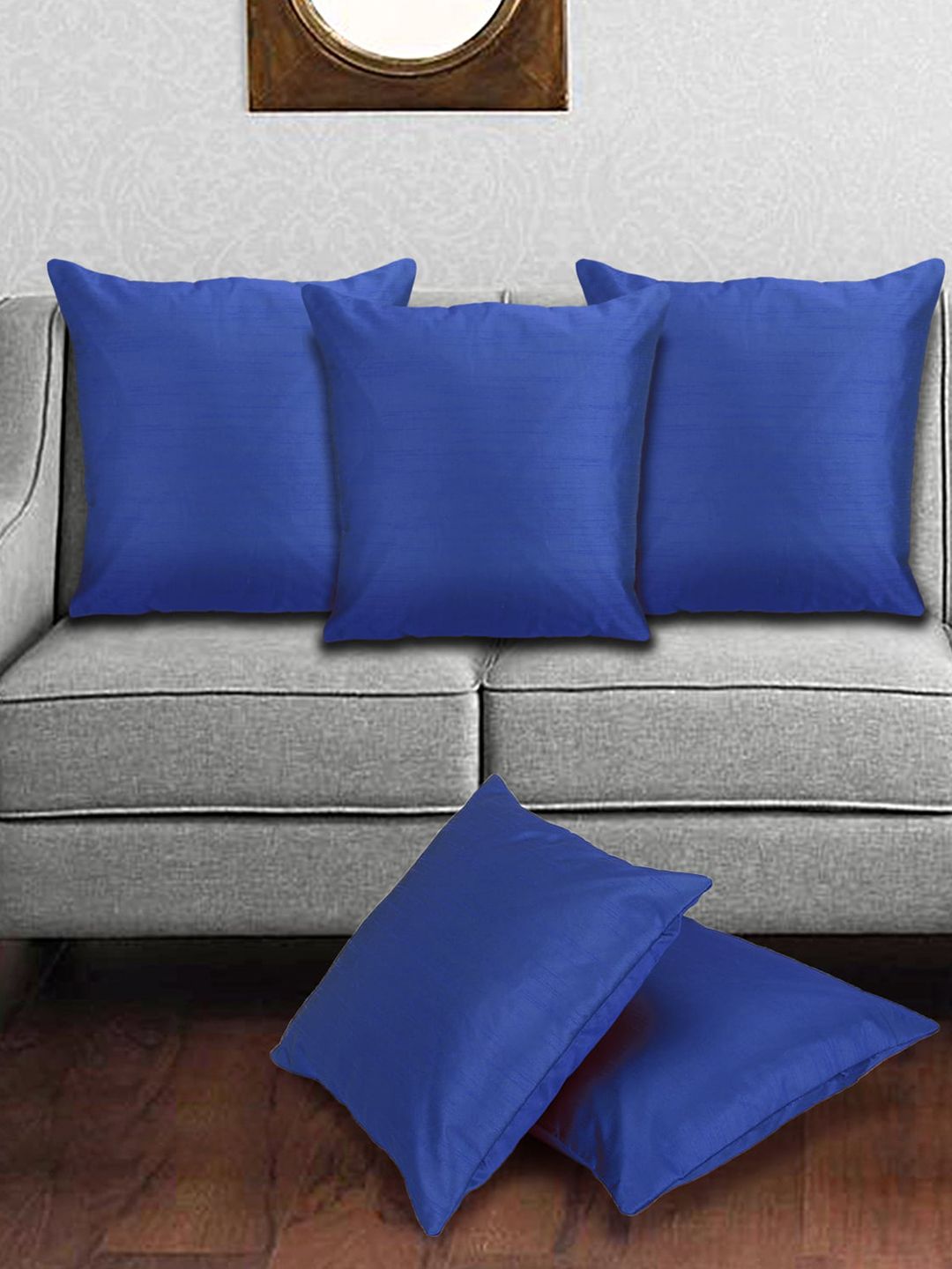Creeva 5 Pieces Blue Square Cushion Covers-image-17