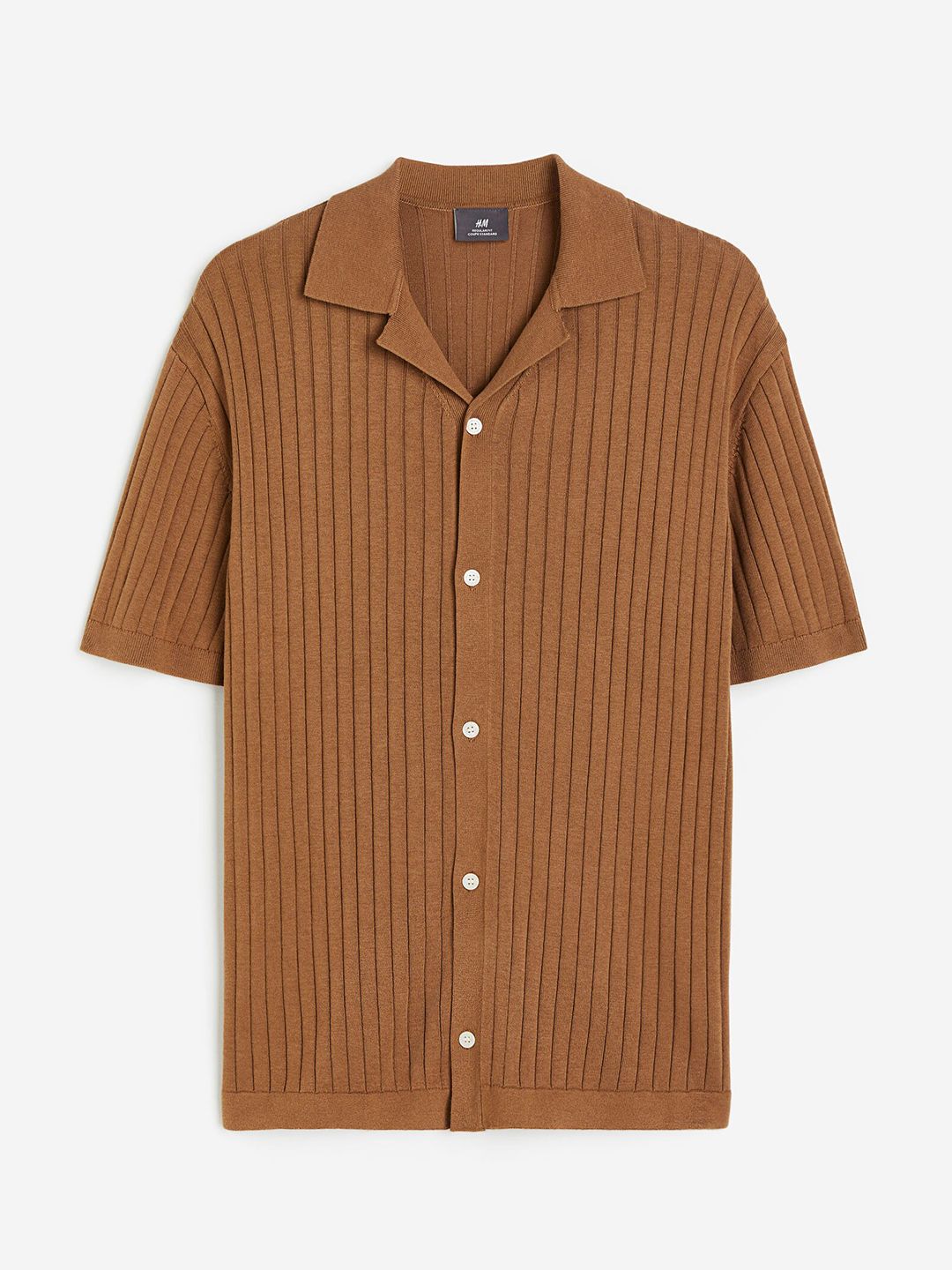 H&M Regular Fit Rib-Knit Resort Shirt