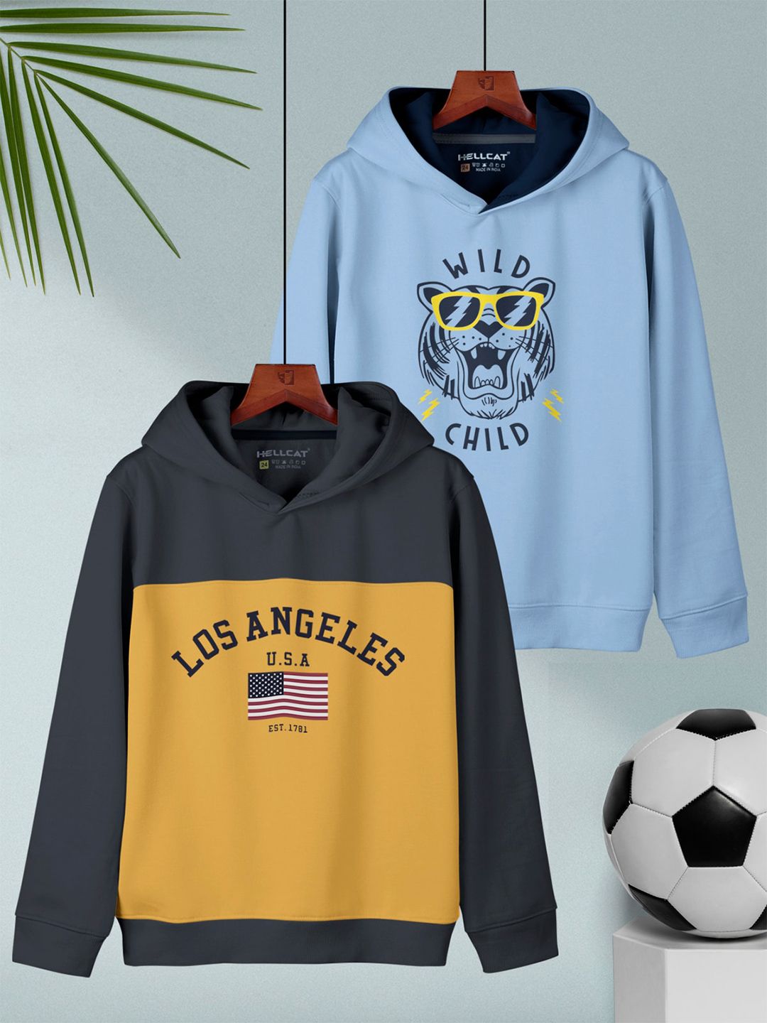 HELLCAT Boys Pack Of 2 Typography Printed Regular Fit Hooded Casual T-shirt-picture-12