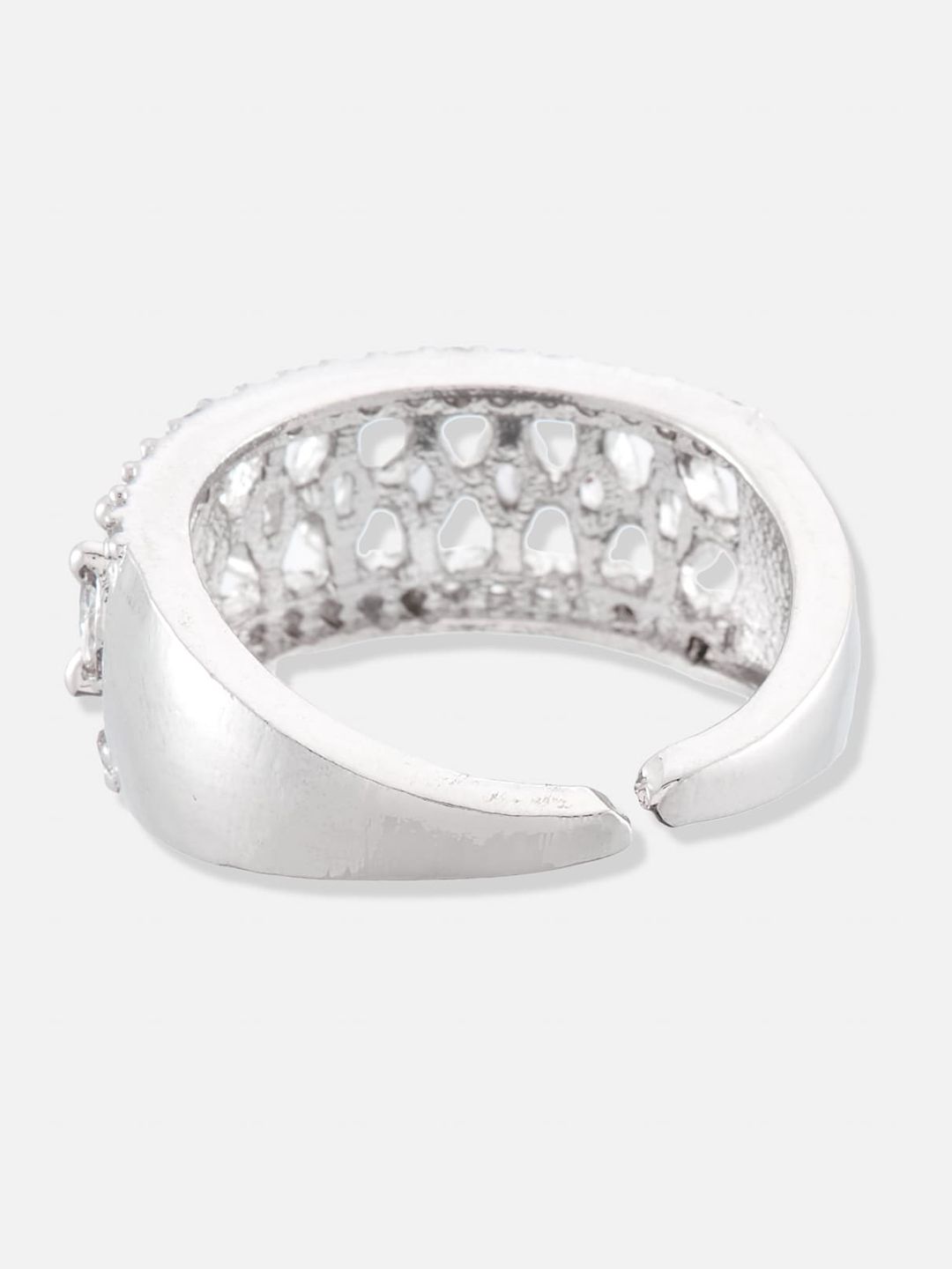 ATIBELLE Set Of 2 Gold & Silver Plated CZ-Studded Adjustable Finger Rings