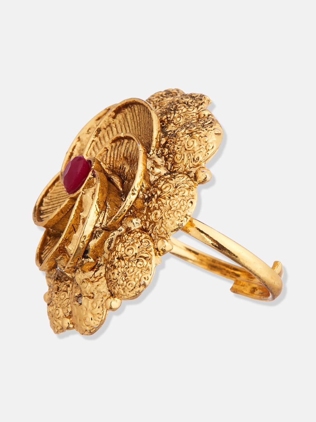 ATIBELLE Set Of 2 Gold & Silver Plated CZ Stones-Studded Finger Rings