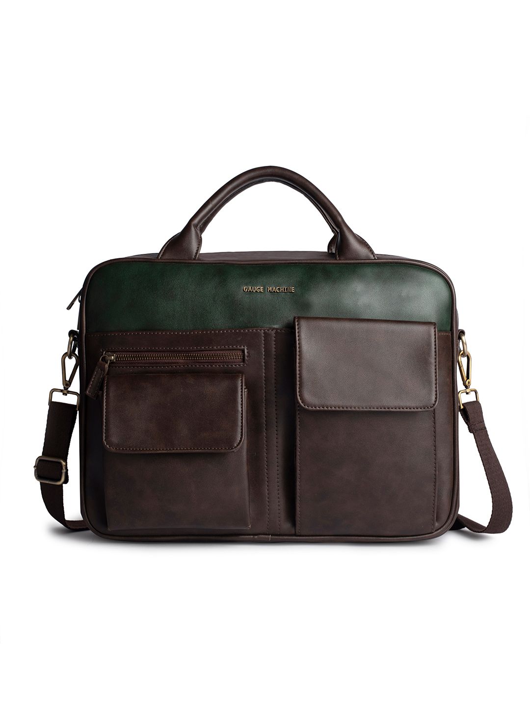 Gauge Machine 16" Brown Laptop Bag with Detachable Strap-image-25