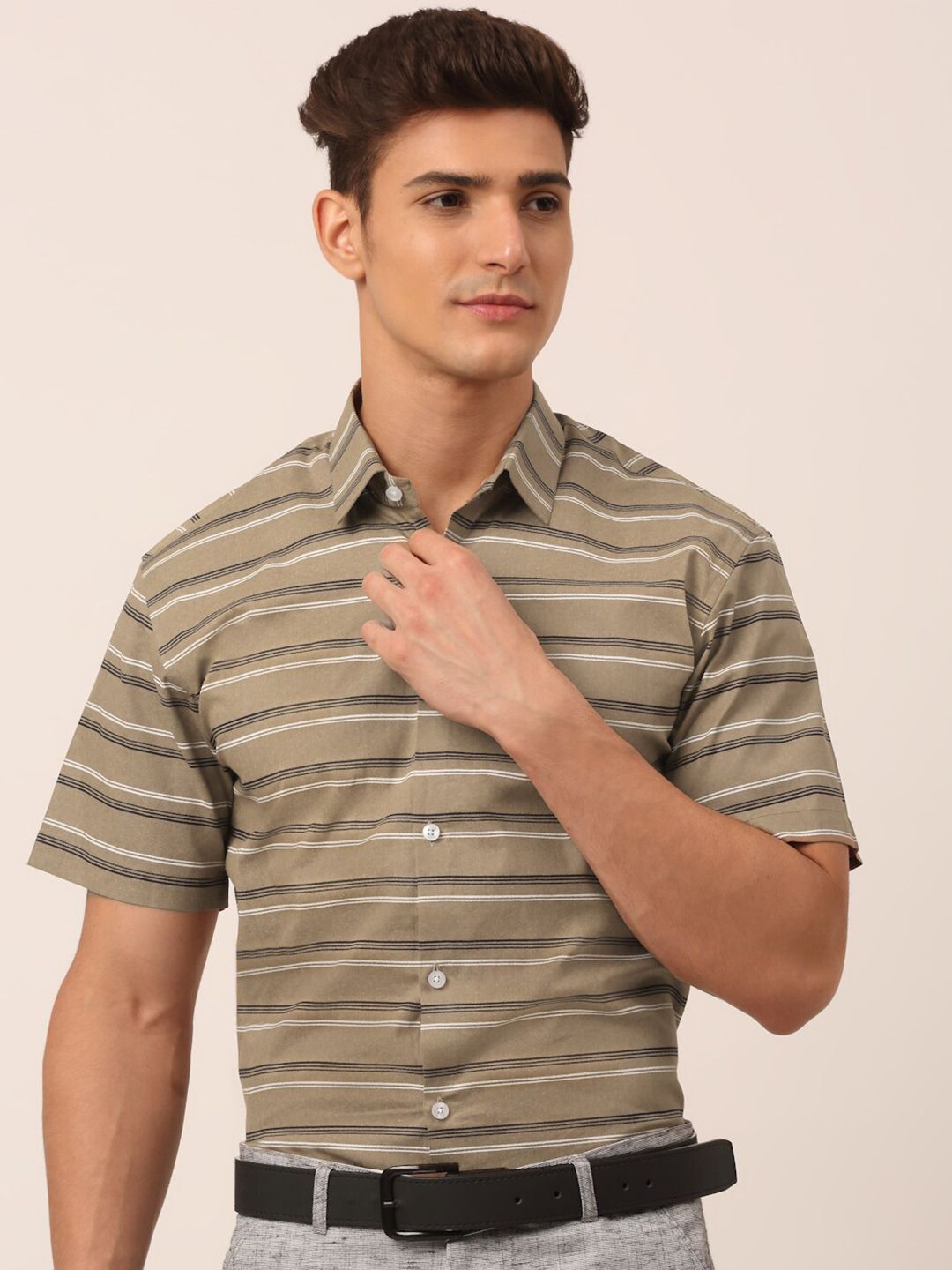 JAINISH Classic Horizontal Striped Pure Cotton Formal Shirt-picture-10
