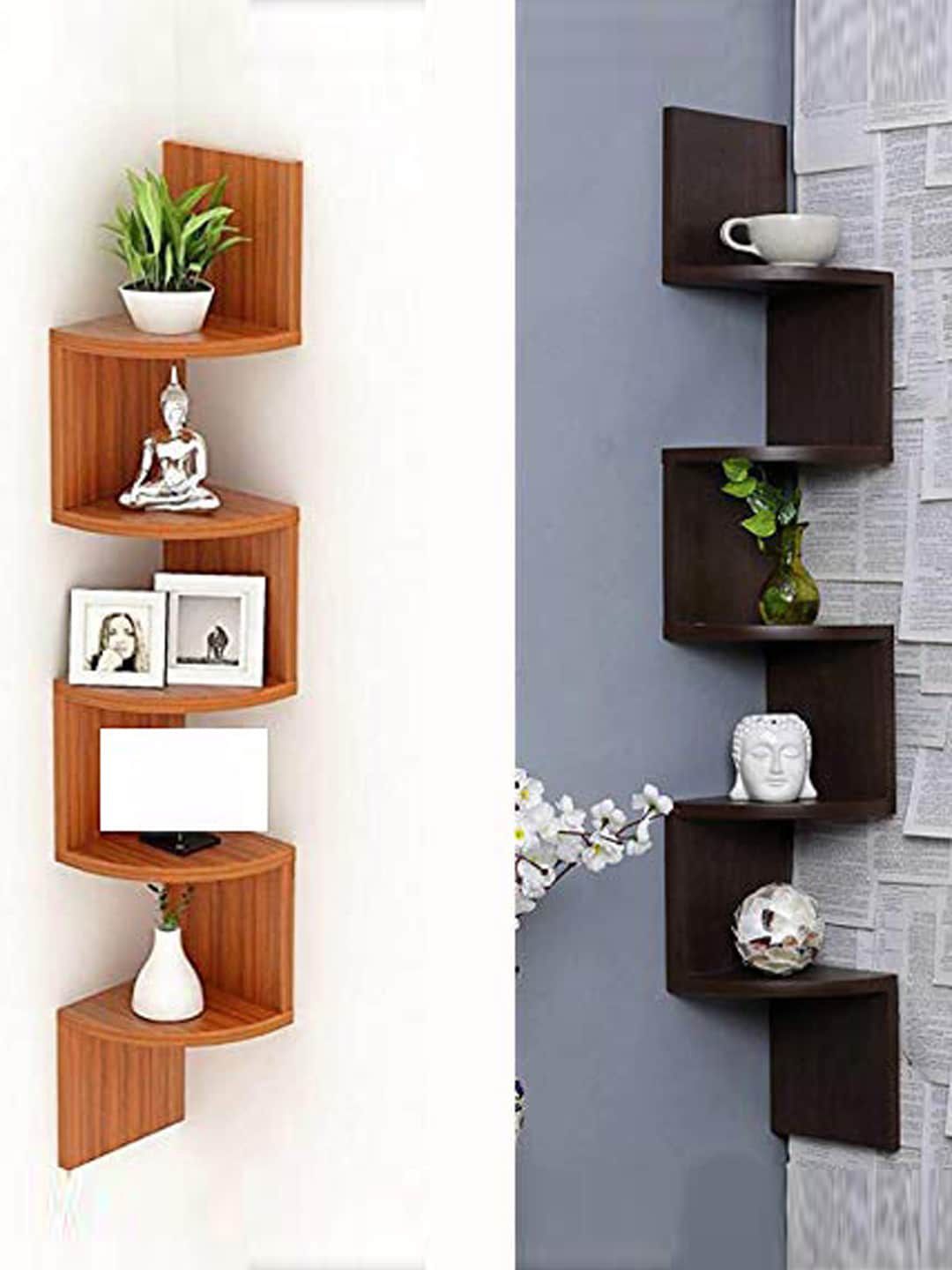 Devansh Brown MDF Corner Wall Shelf