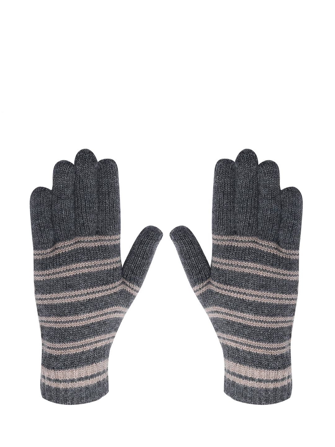 LOOM LEGACY Men Striped Winter Acrylic Woolen Hand Gloves-picture-35