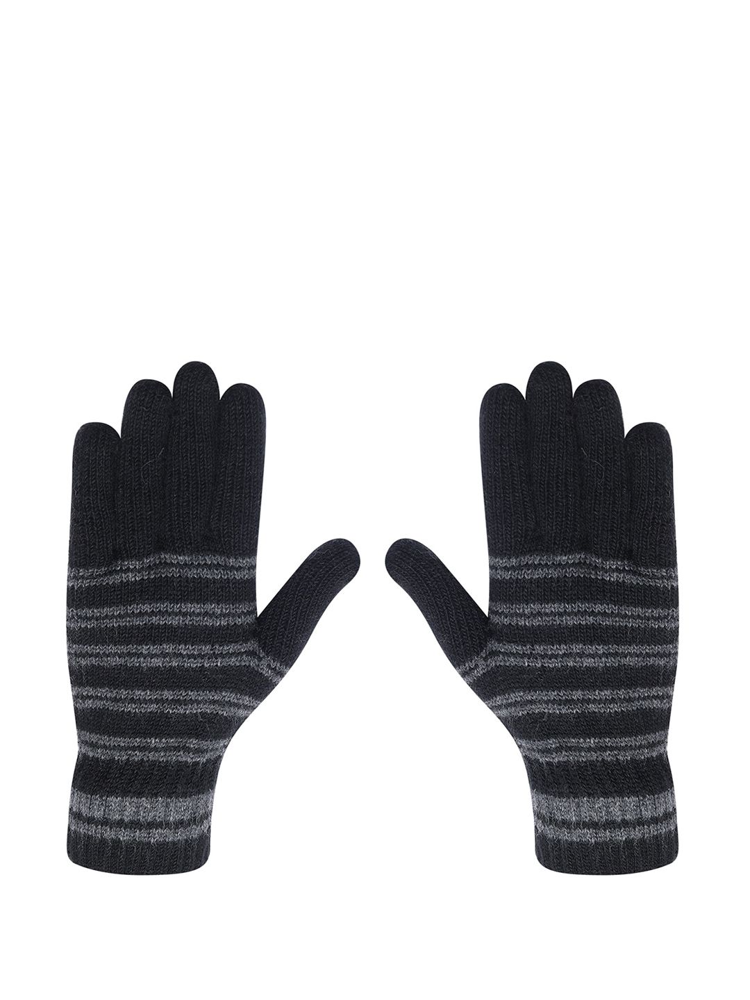 LOOM LEGACY Men Striped Winter Acrylic Woollen Gloves-picture-34