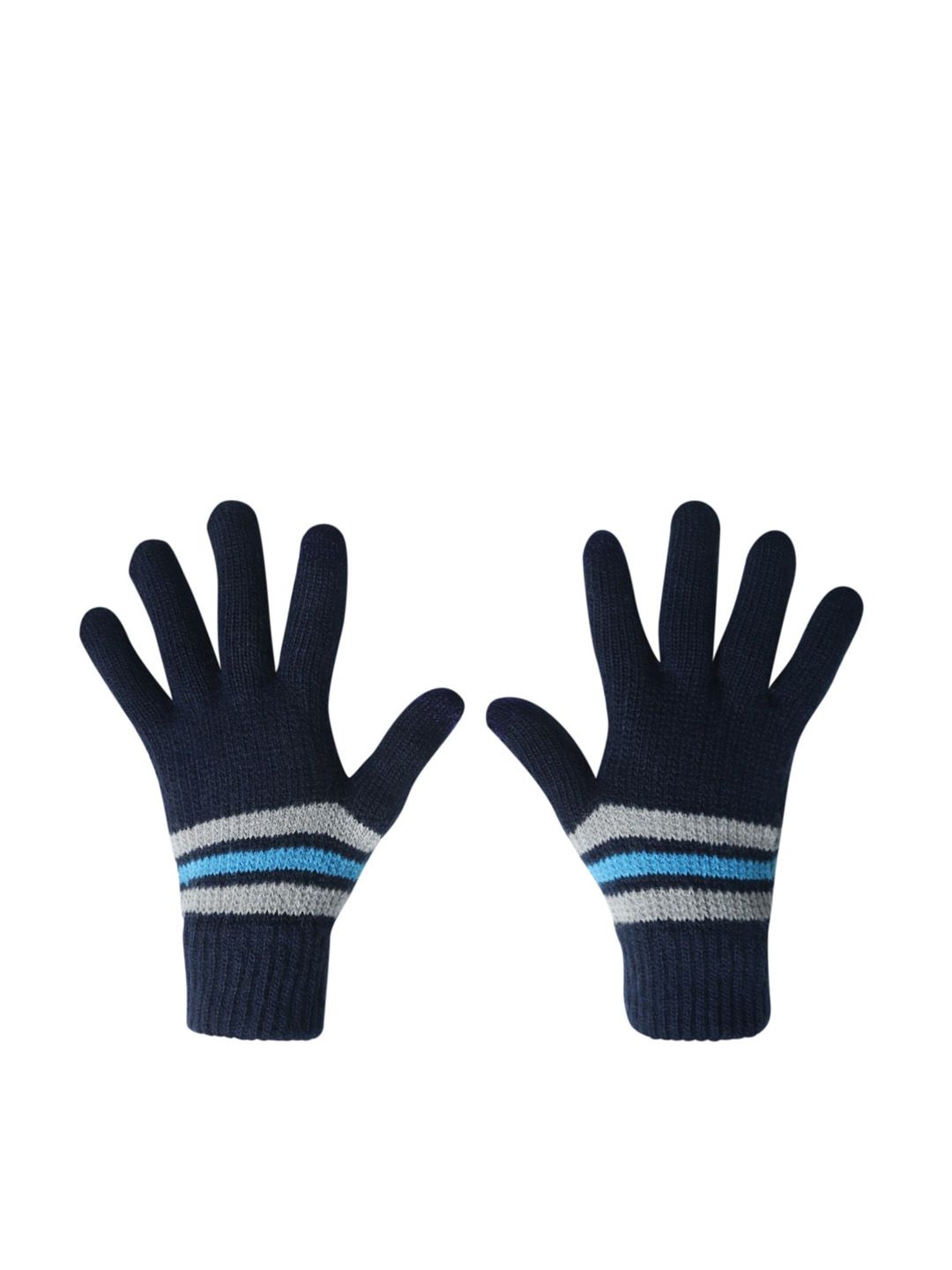 LOOM LEGACY Men Striped Winter Acrylic Hand Gloves-picture-33