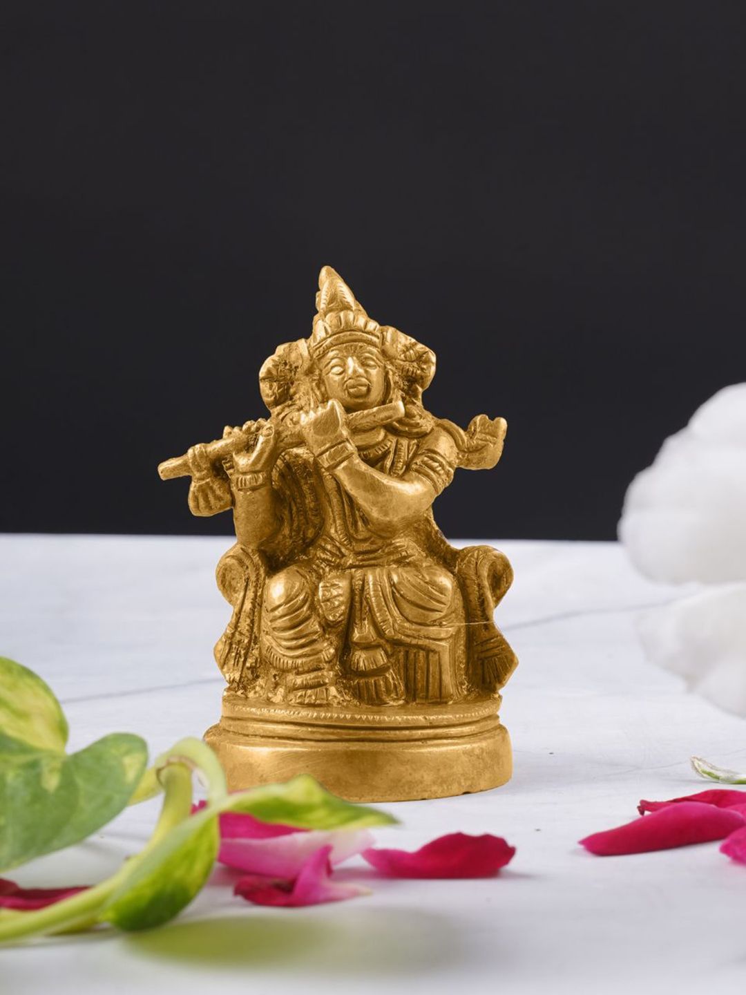 ecofynd Gold-Toned Textured Lord Krishna Idol Showpiece-picture-21