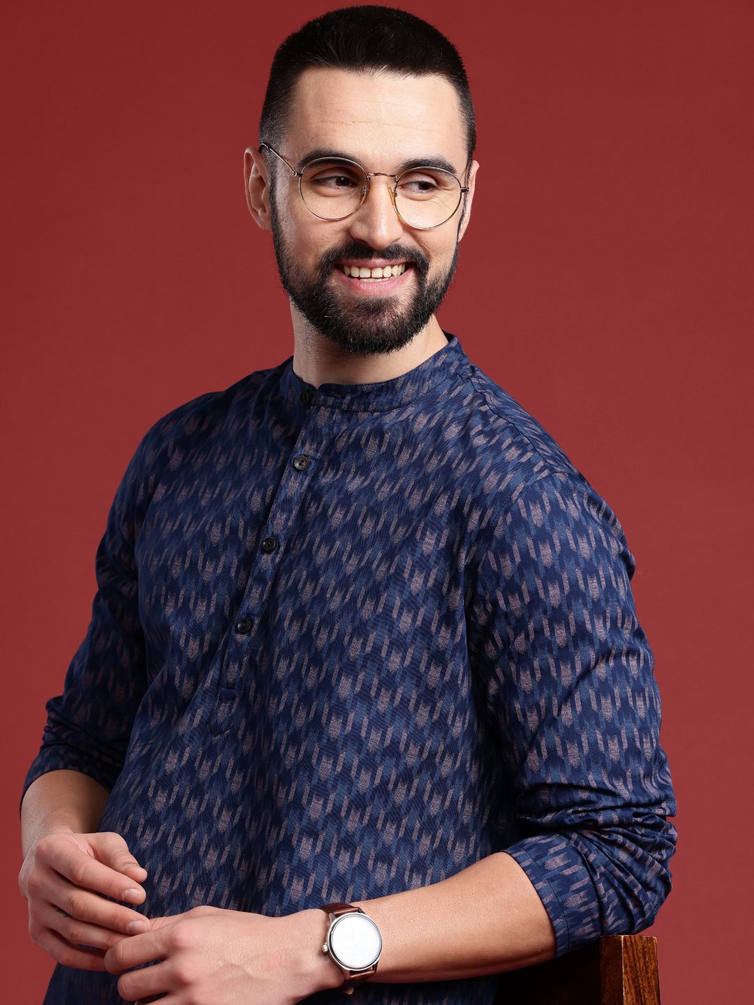 Anouk Ikkat Printed Indigo Short Kurta-image-28
