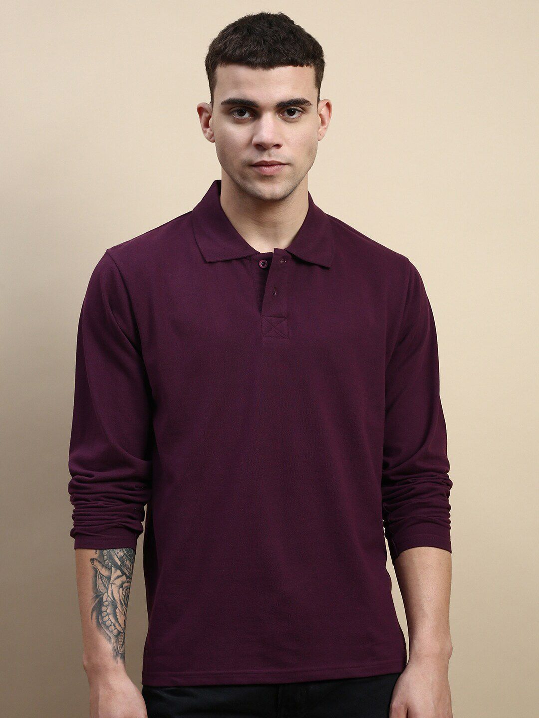 FREE SOCIETY Polo Collar Long Sleeves Pure Cotton Oversized T-shirt