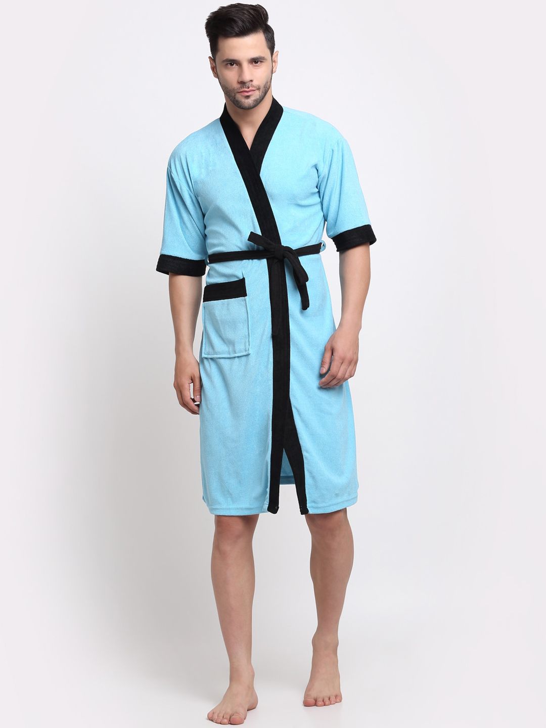 Creeva Everyday Collection Shawl Collar Terry Bath Robe With Front Pocket-picture-35