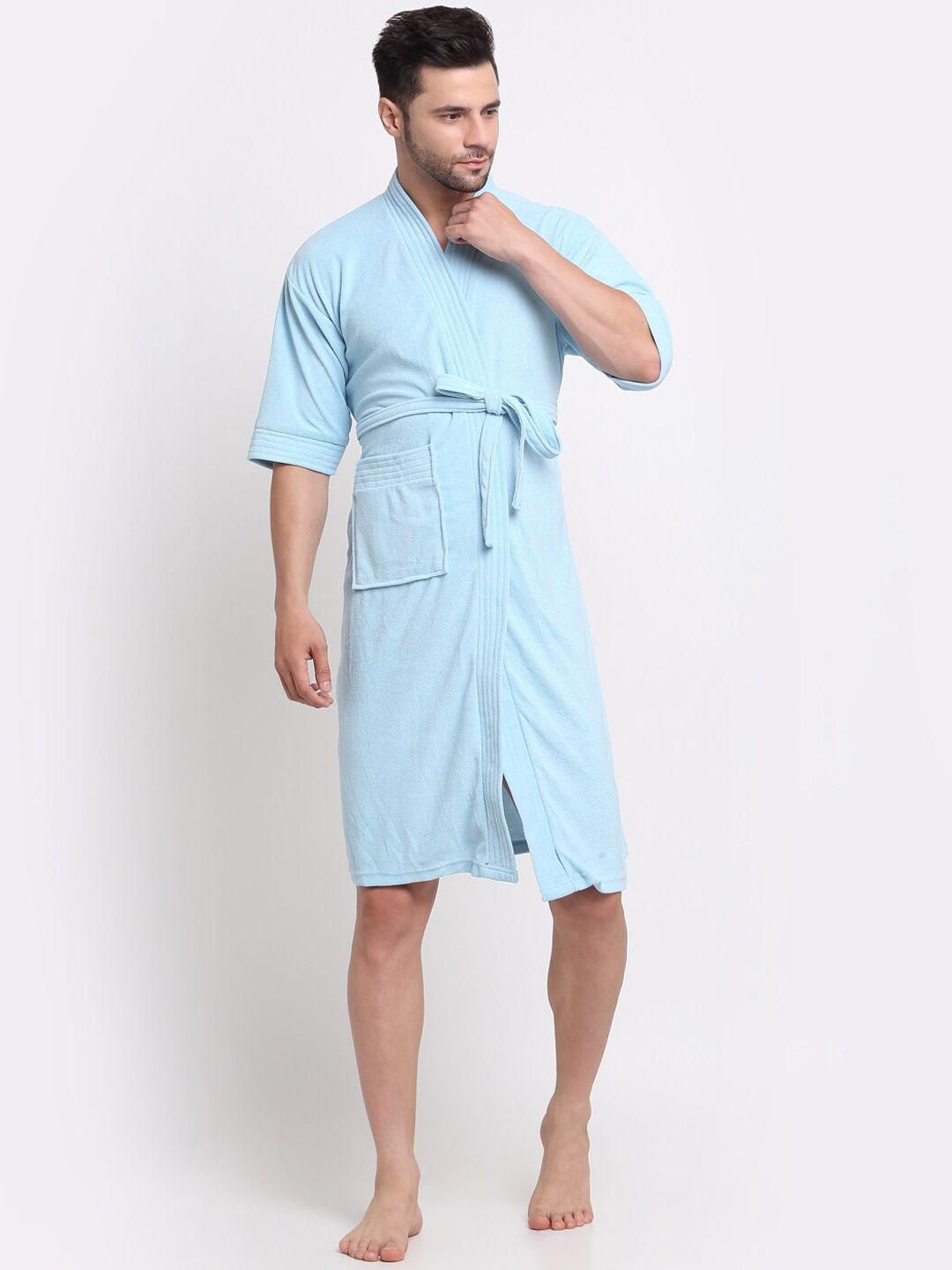 Creeva Belted Knee Length Terry Bath Robe-picture-39