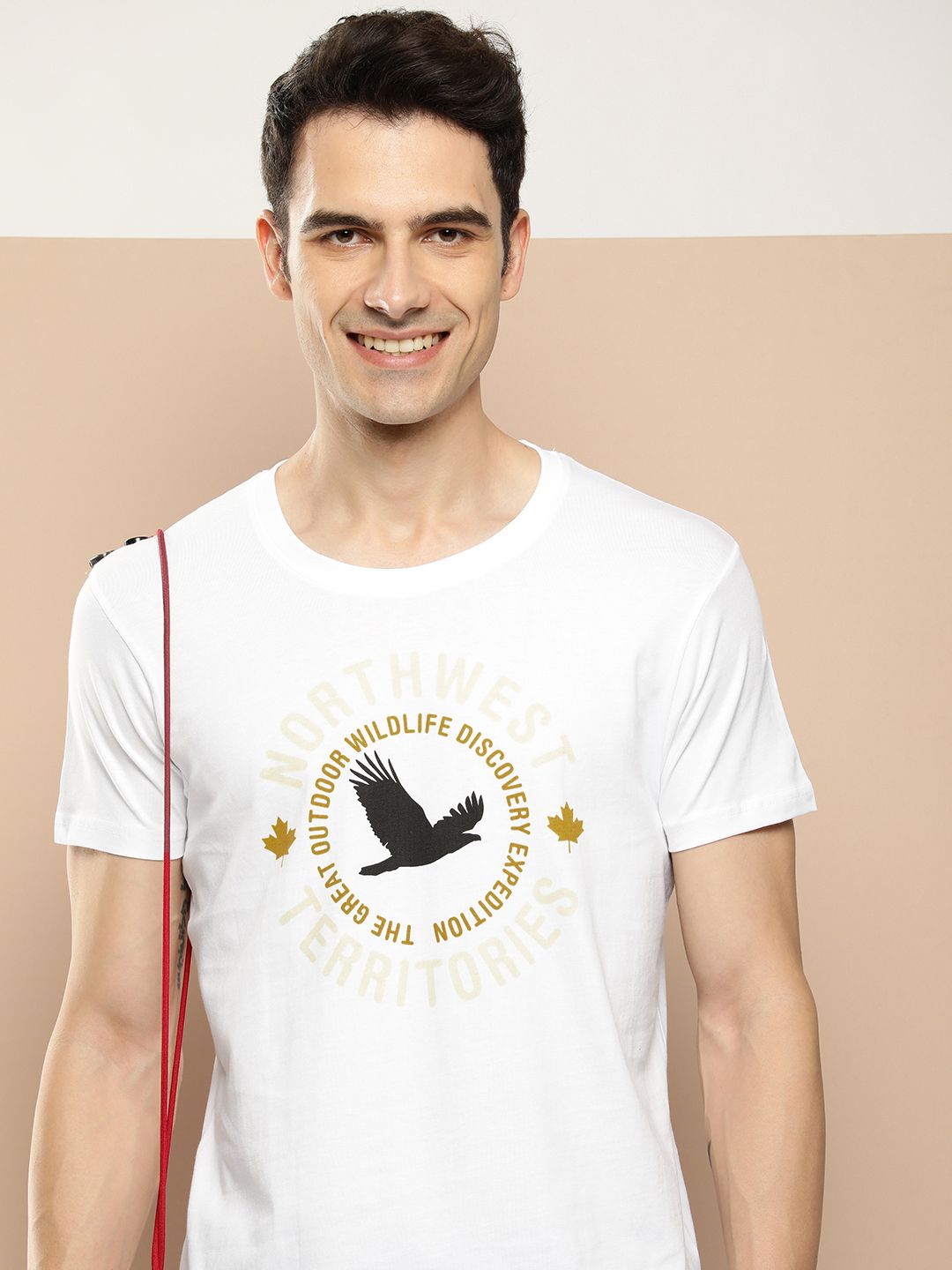 HERE&NOW Graphic Printed Pure Cotton Casual T-shirt