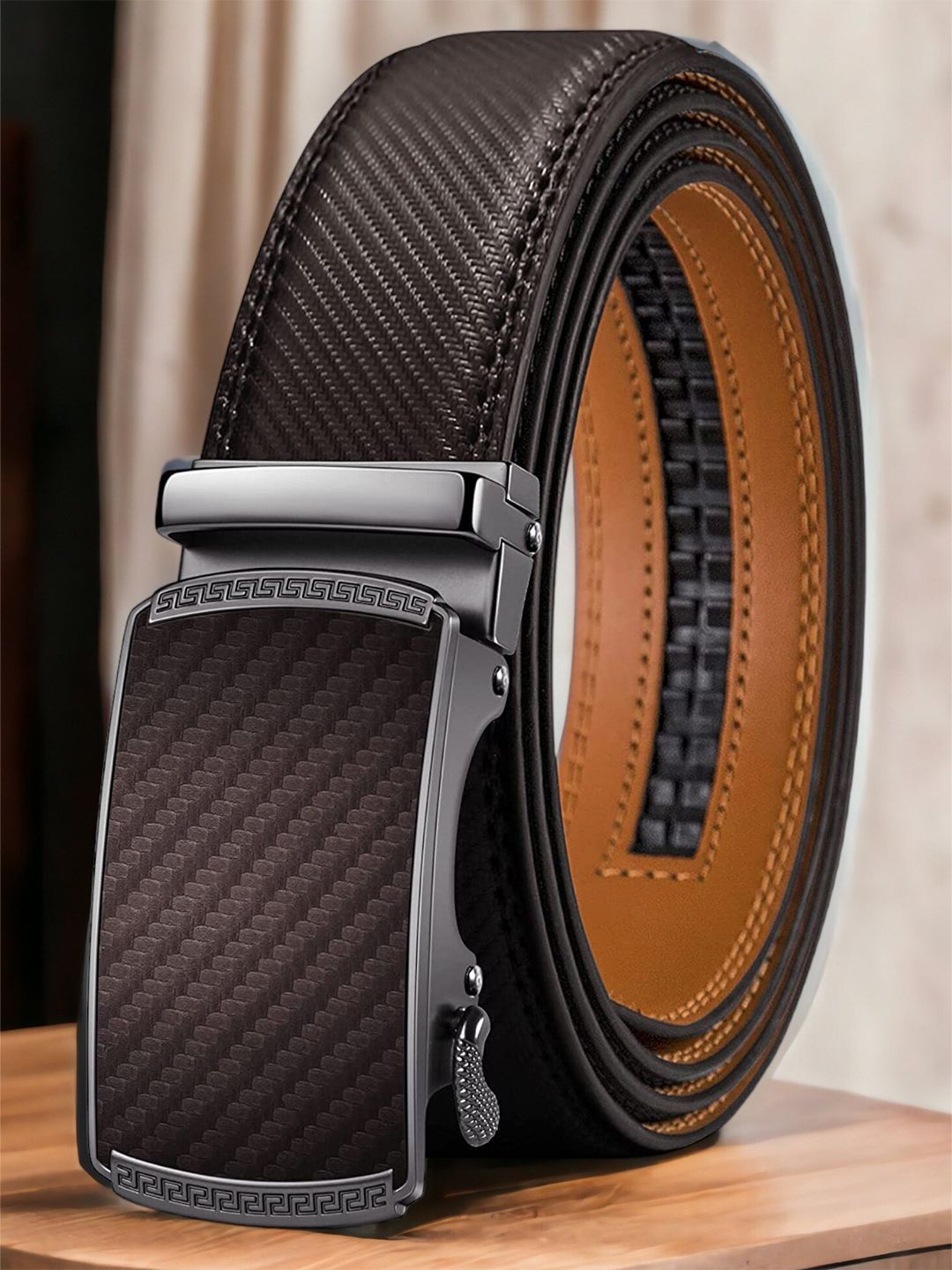 INVICTUS Men Textured Leather Belt-picture-52