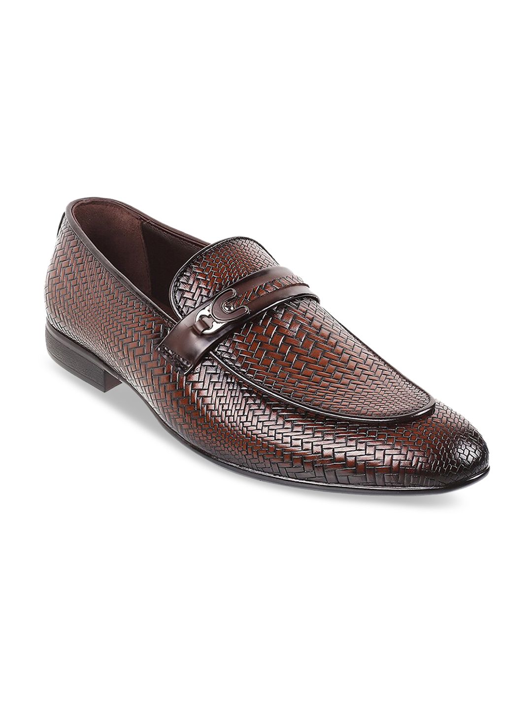Metro Men Textured Leather Formal Monk Shoes-picture-33