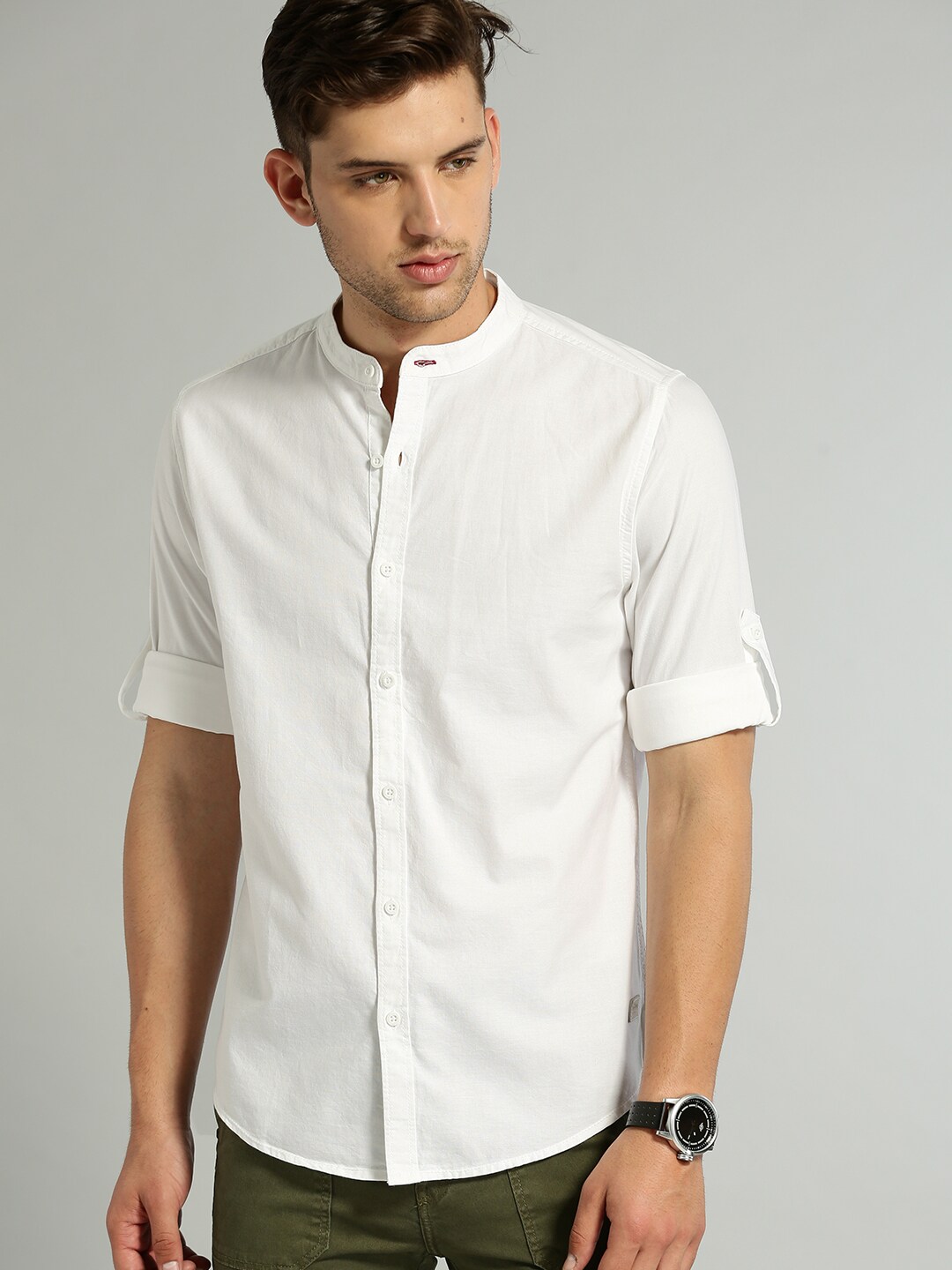 Roadster White Solid Regular Fit Casual Shirt for men price - Best buy ...