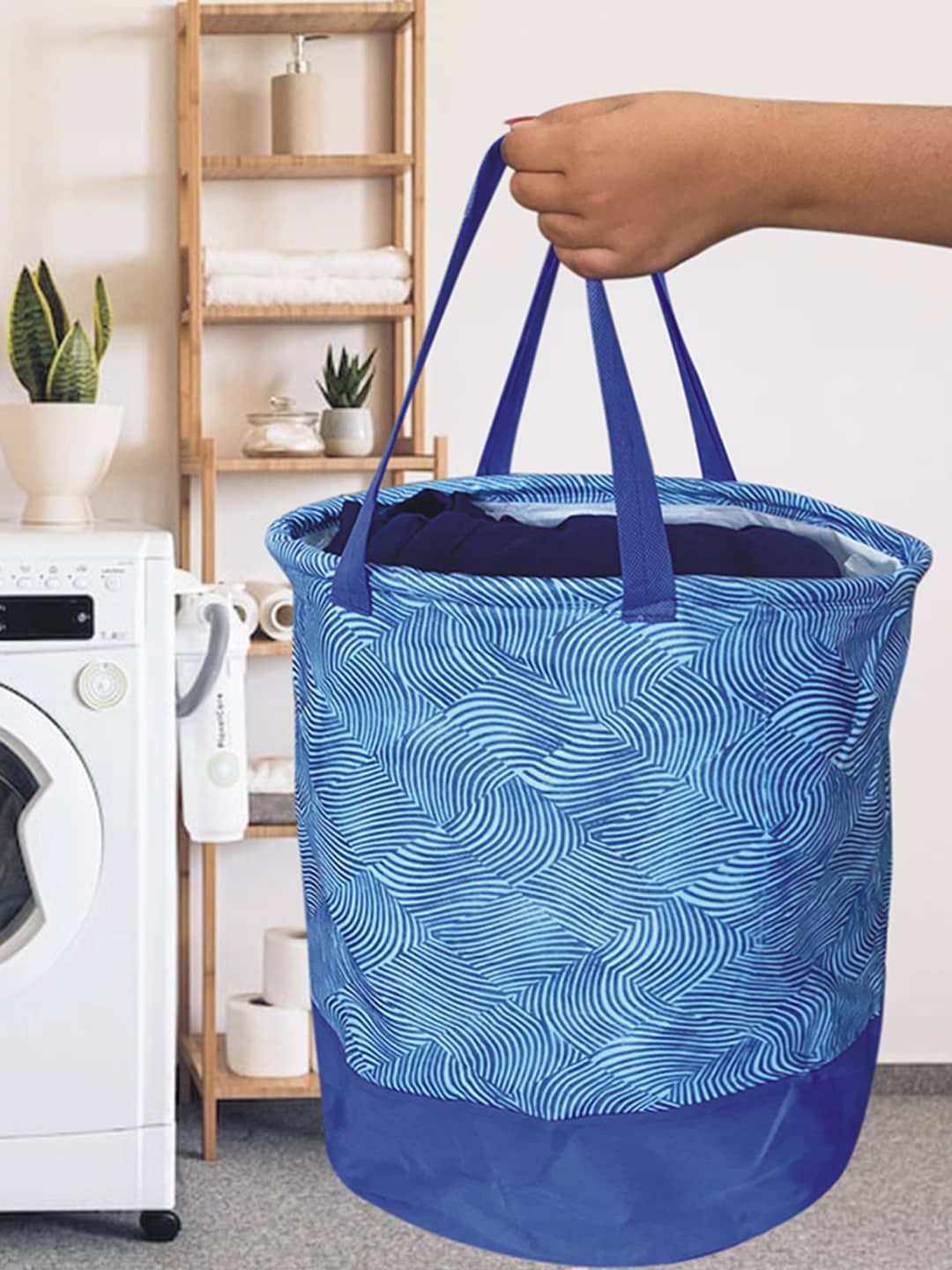 Kuber Industries Blue & White Printed Waterproof Laundry Bag-picture-41