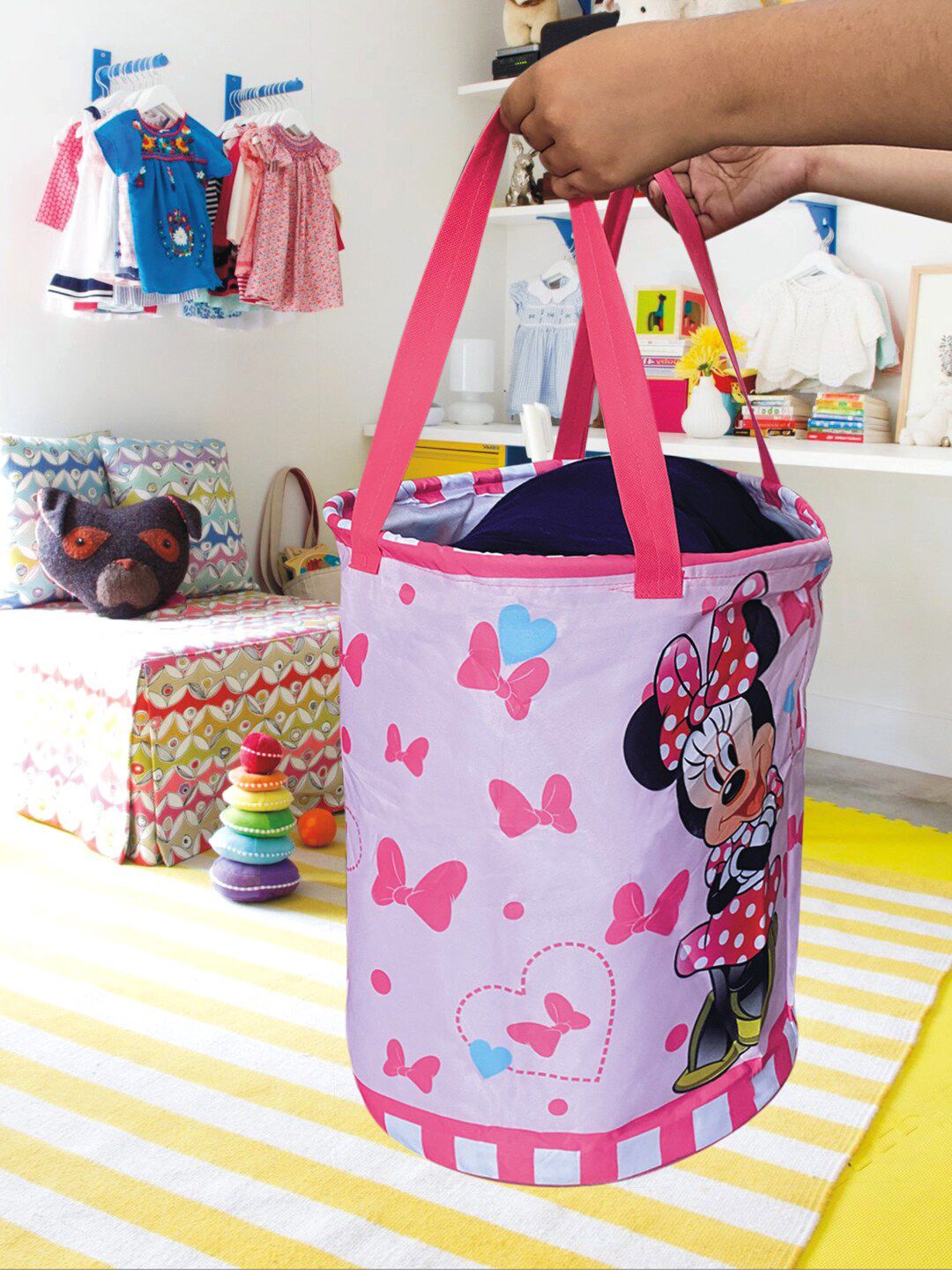 Kuber Industries Pink Printed Waterproof Laundry Bag-image-35