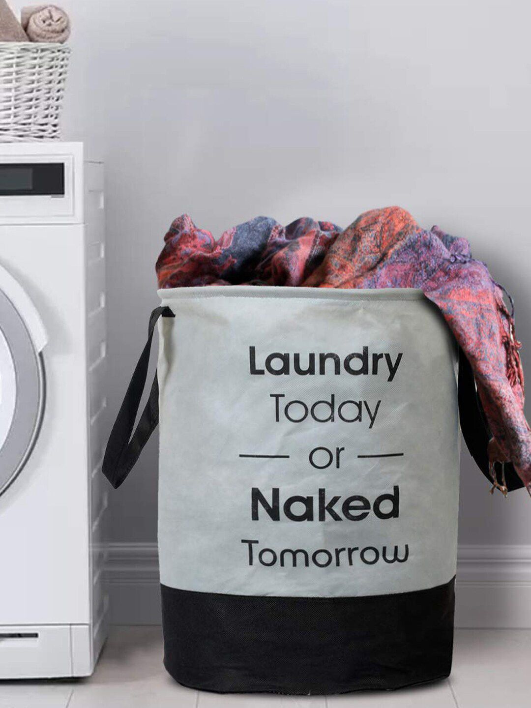 Kuber Industries Grey & Black Printed Foldable Laundry Bag-image-30