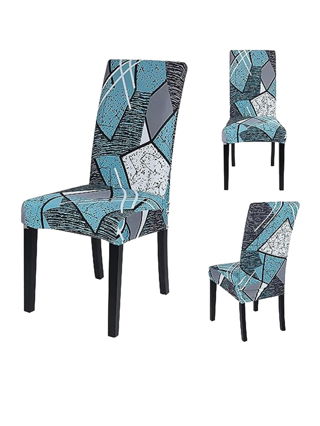 HOUSE OF QUIRK Blue & Grey 2 Pieces Printed Durable Chair Covers-picture-29