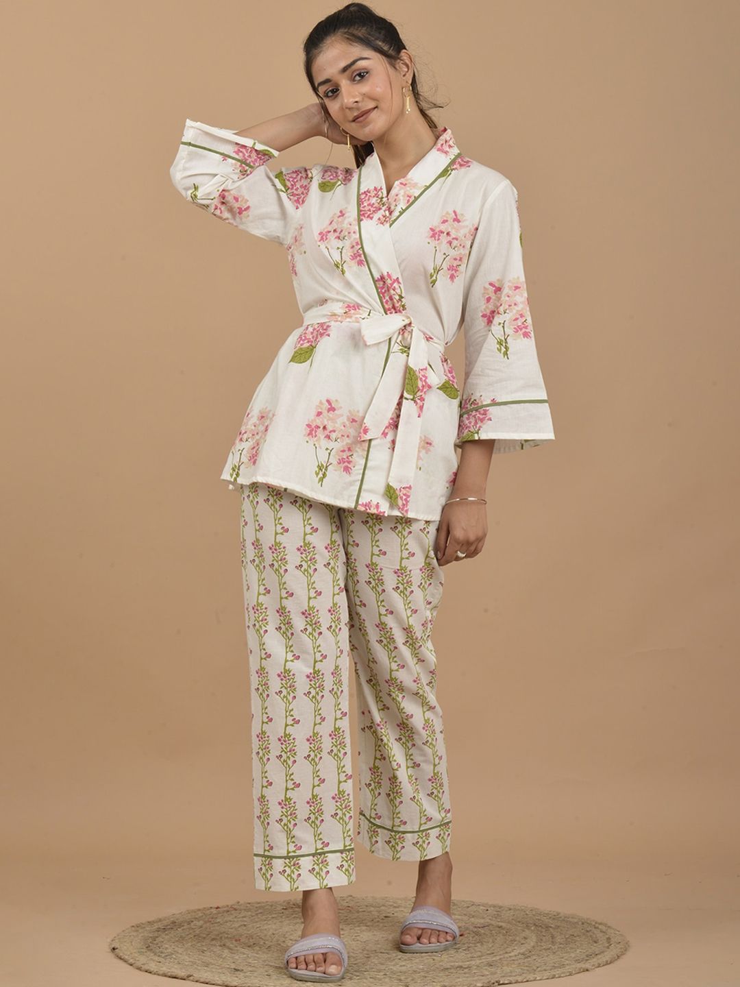 PINKVILLE JAIPUR Floral Printed Pure Cotton Night suit-picture-18