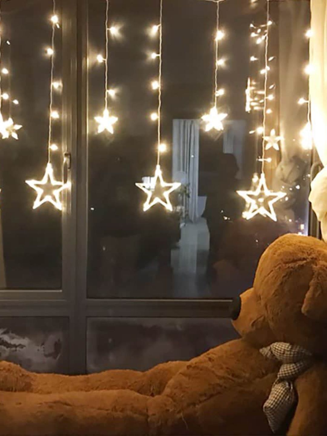 Quace Yellow & White Star Curtain String Lights-picture-42