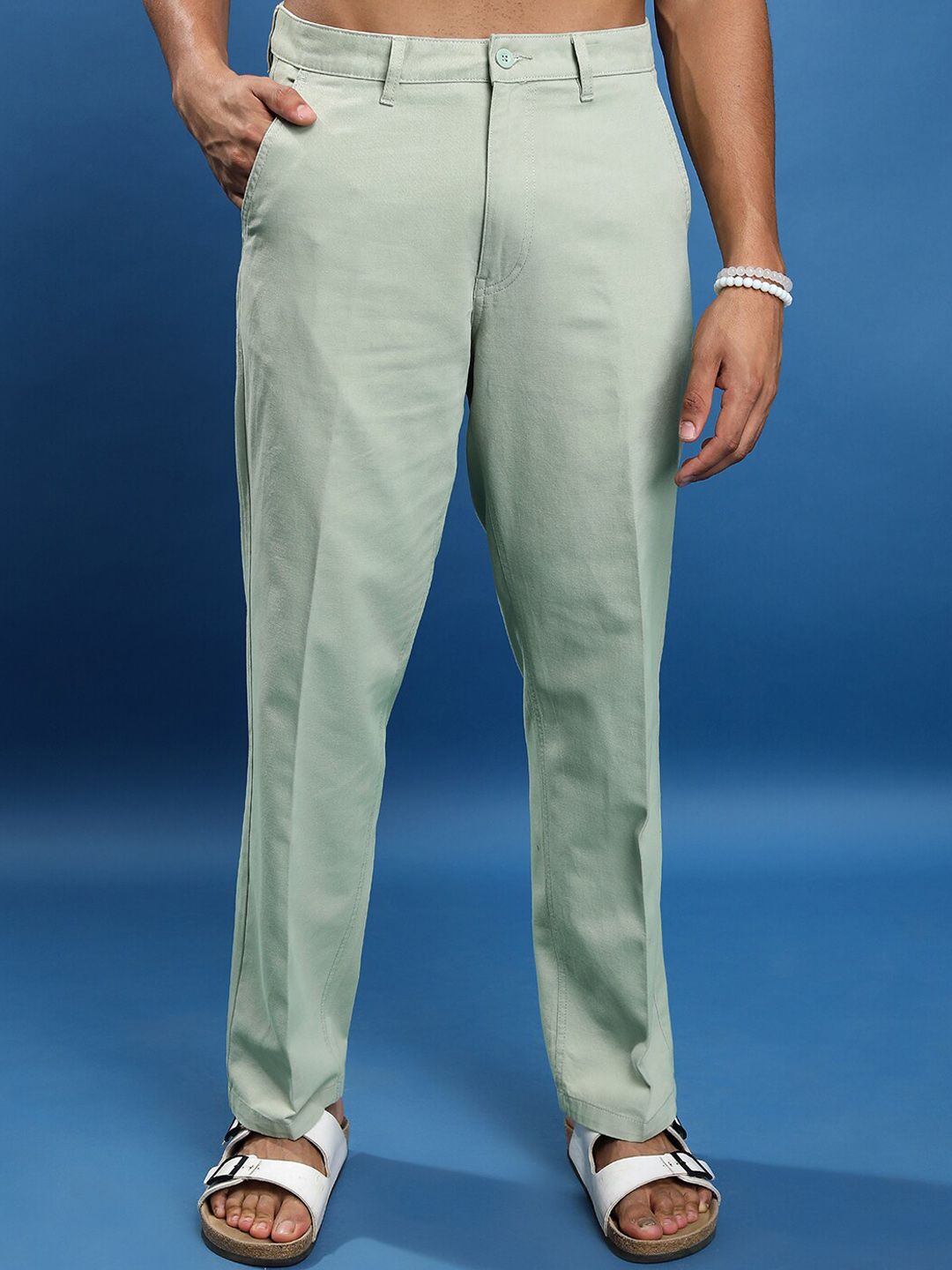 HIGHLANDER Men Beige Regular Fit Mid-Rise Cotton Loose Fit Trousers-picture-20