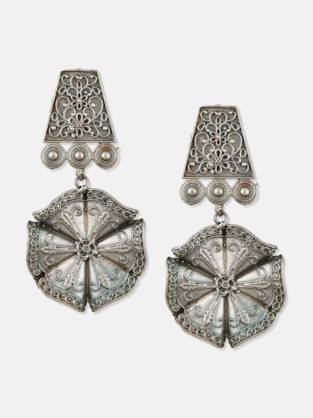 ATIBELLE Silver-Plated Contemporary Studs Earrings