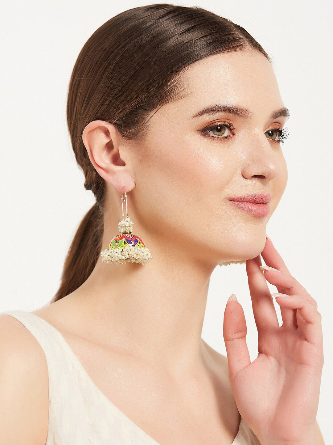 ATIBELLE Silver Plated Contemporary Jhumkas Earrings
