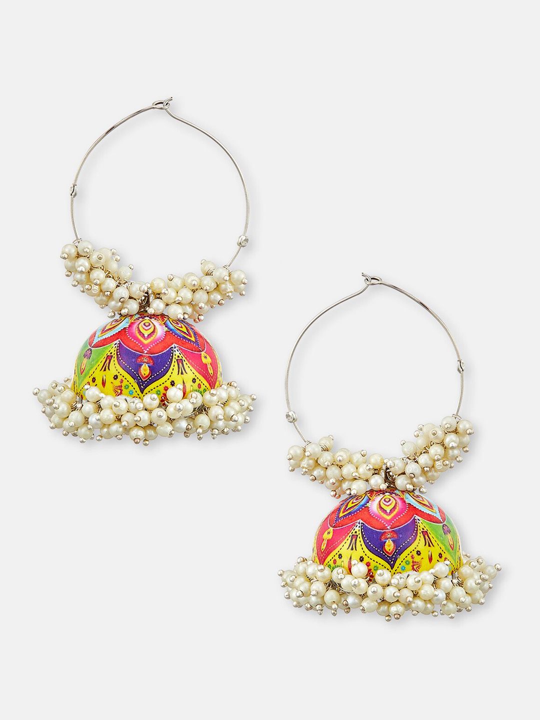 ATIBELLE Silver Plated Contemporary Jhumkas Earrings