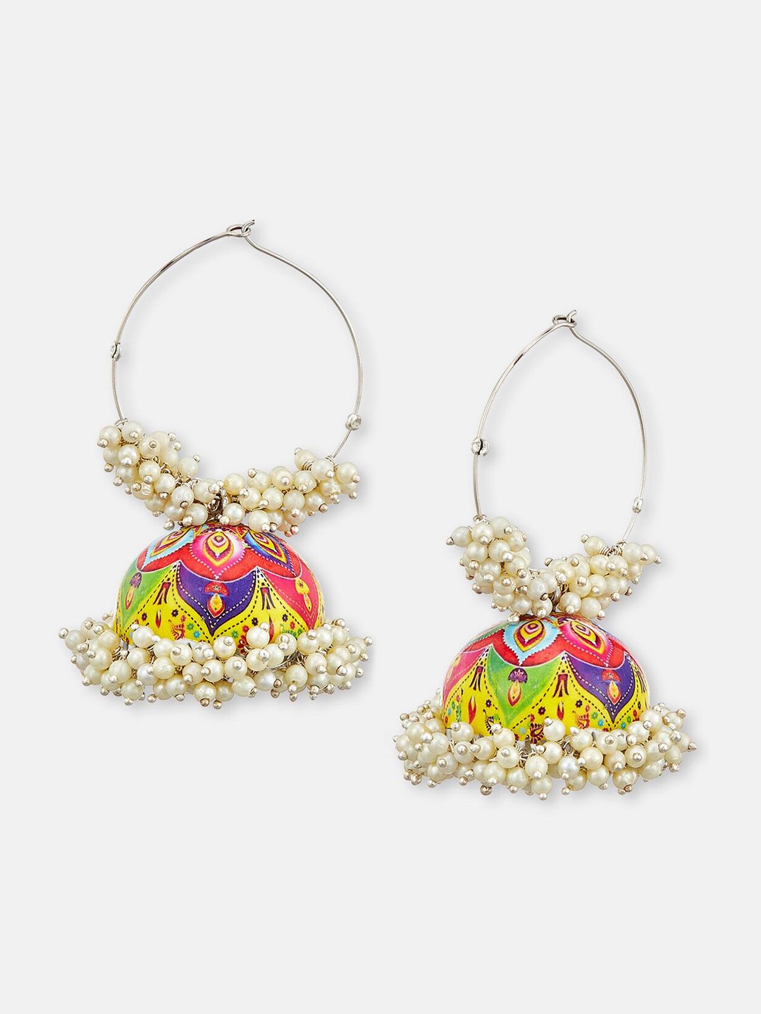 ATIBELLE Silver Plated Contemporary Jhumkas Earrings