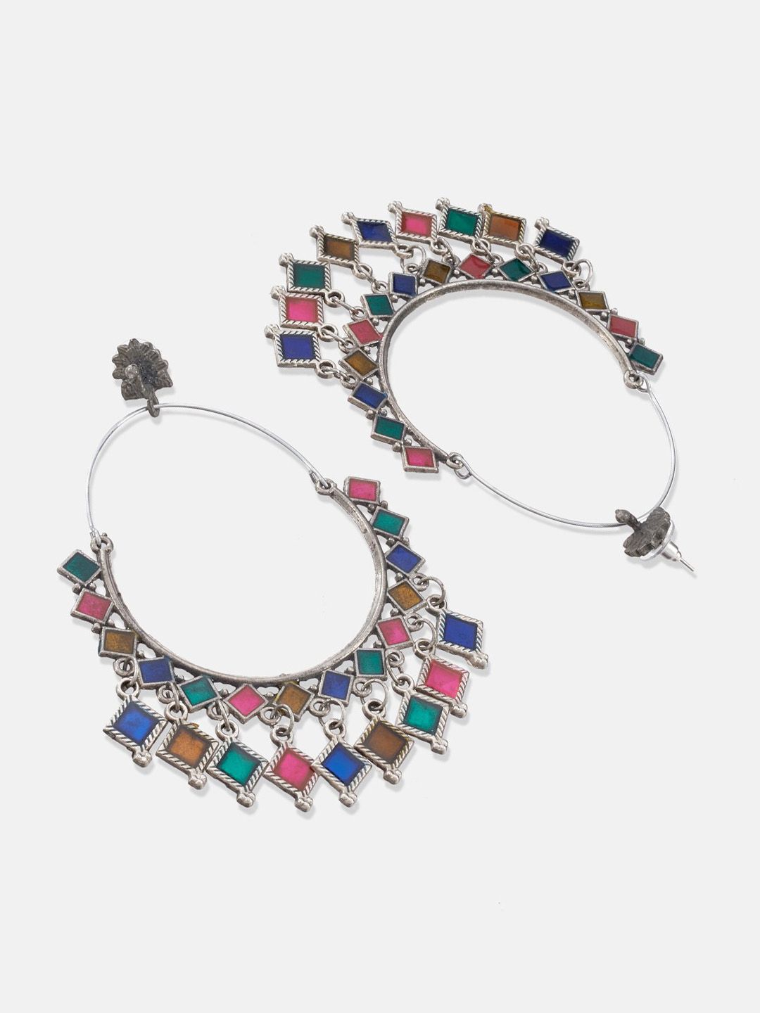 ATIBELLE Silver Plated Contemporary Drop Earrings