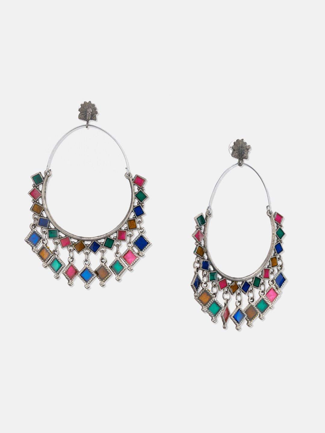 ATIBELLE Silver Plated Contemporary Drop Earrings