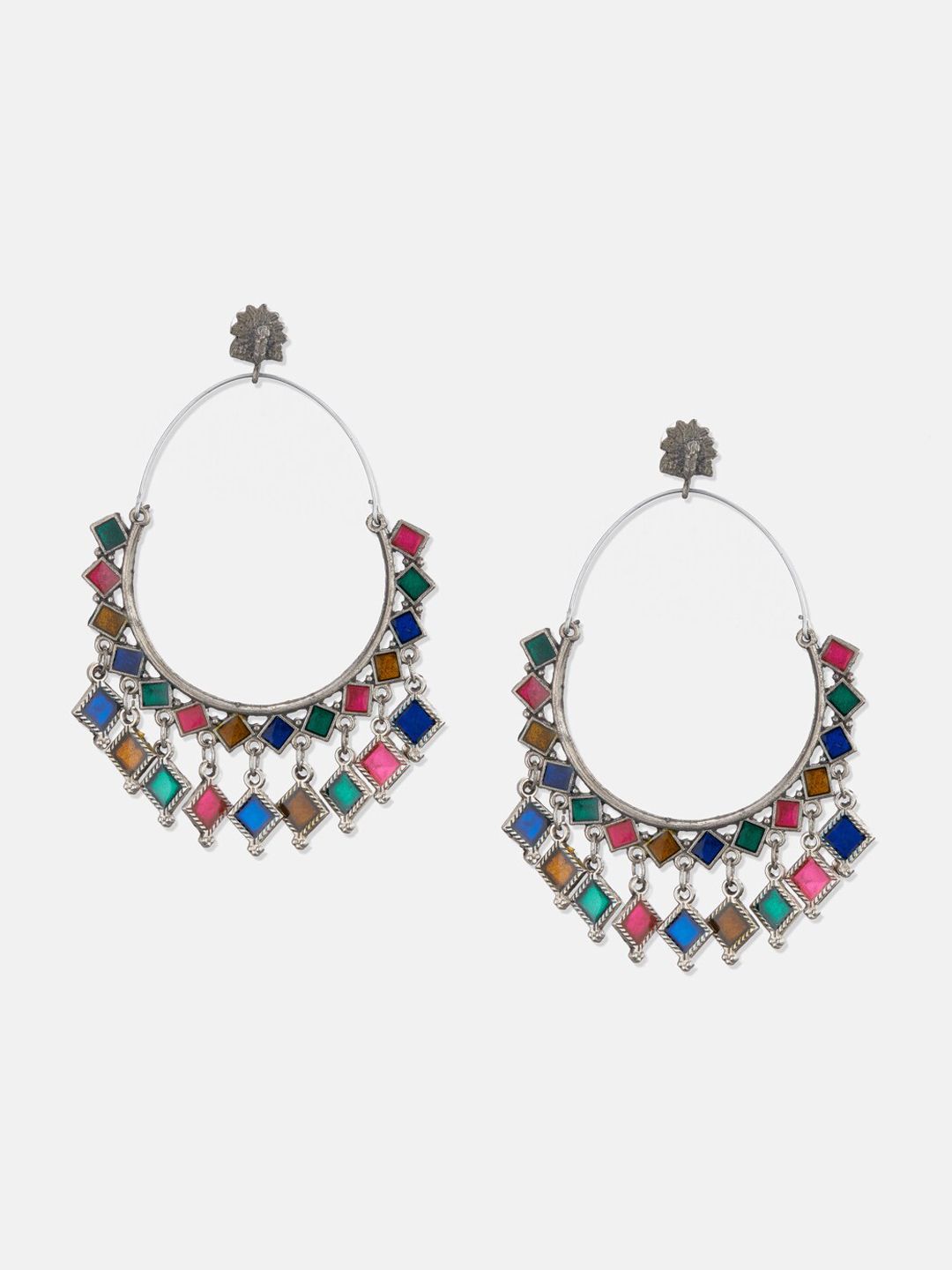 ATIBELLE Silver Plated Contemporary Drop Earrings