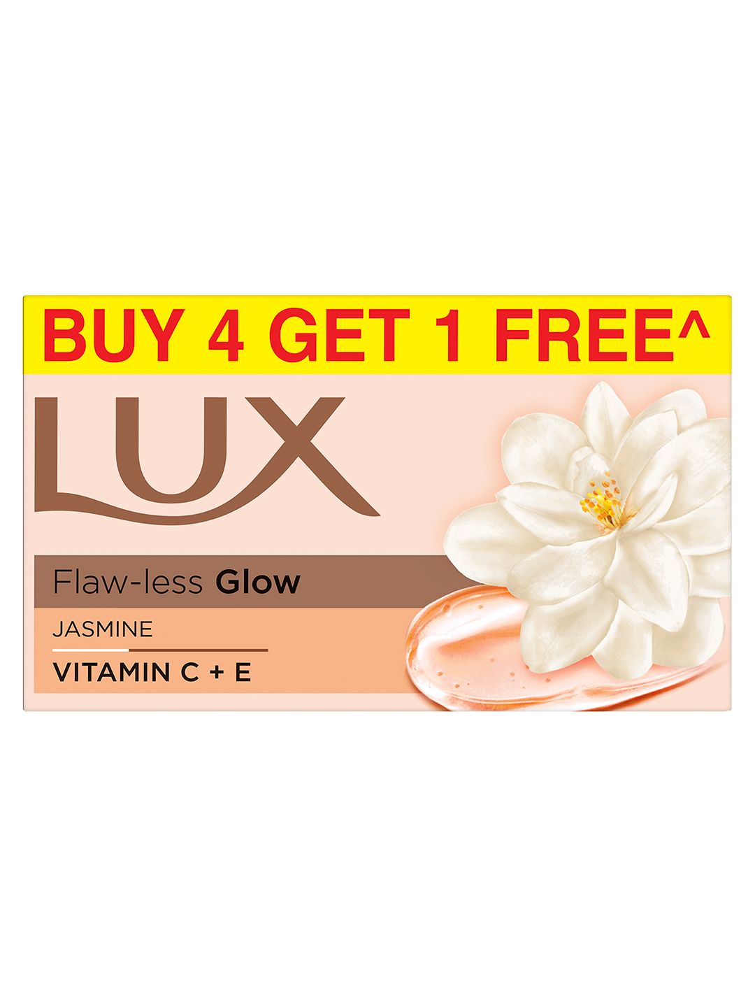 LUX Flaw-Less Glow Jasmine Soap with Vitamin C & E - 150 g Each - Buy 4 Get 1 Free