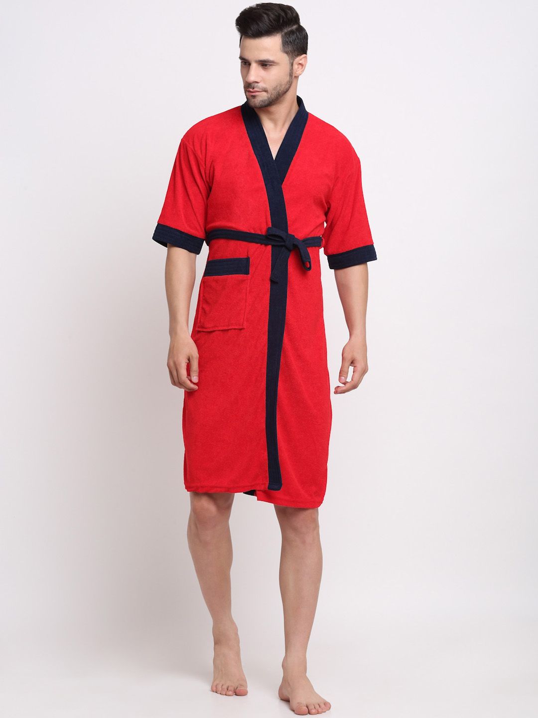 Creeva Everyday Collection Shawl Collar Terry Bath Robe With Front Pocket-picture-34
