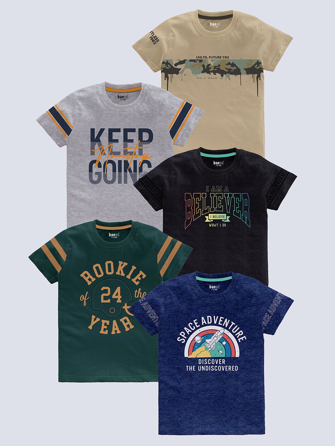 BAESD Boys Pack Of 5 Printed Pure Cotton T-shirts-picture-15