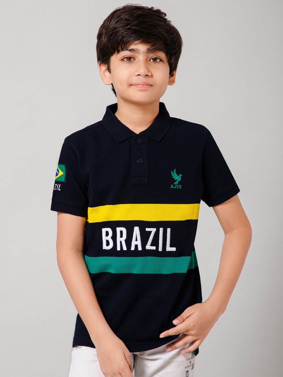 Alan Jones Boys Typography Printed Polo Collar T-shirt-picture-46