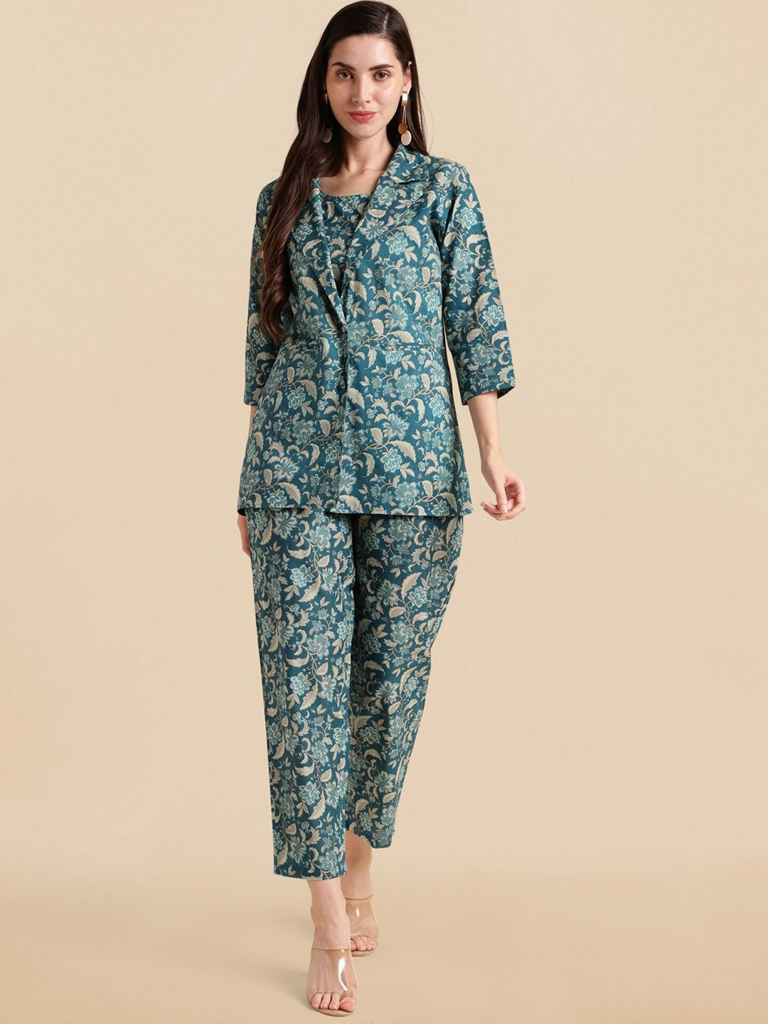 KALINI Printed Pure Cotton Sleeveless Top And Jacket With Printed Trouser-picture-16