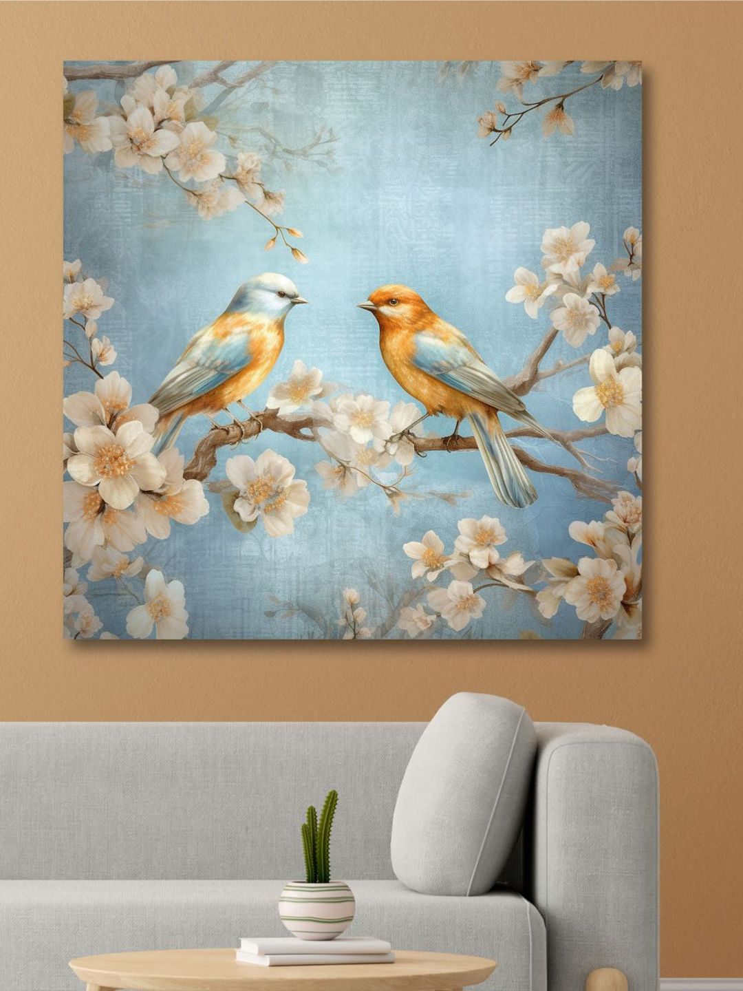 SAF Blue & Off White Wooden Framed Nature Art Canvas Painting Wall Art-picture-30