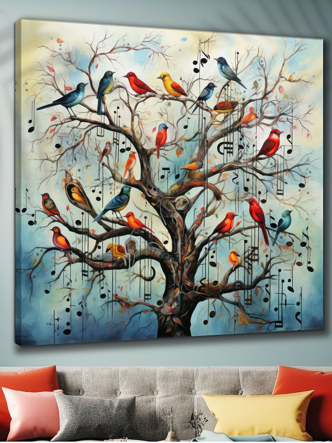 SAF Grey & Orange Wooden Framed Nature Canvas Wall Art-picture-10