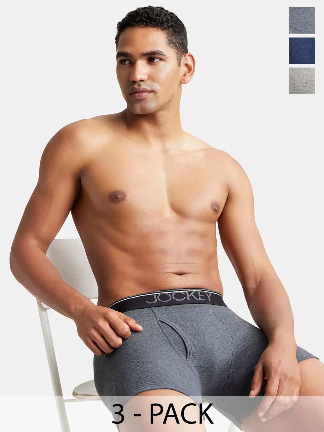 Jockey Pack Of 3 Ribbed Super Combed Cotton Trunks 8009-0305-NVCMG-image-26
