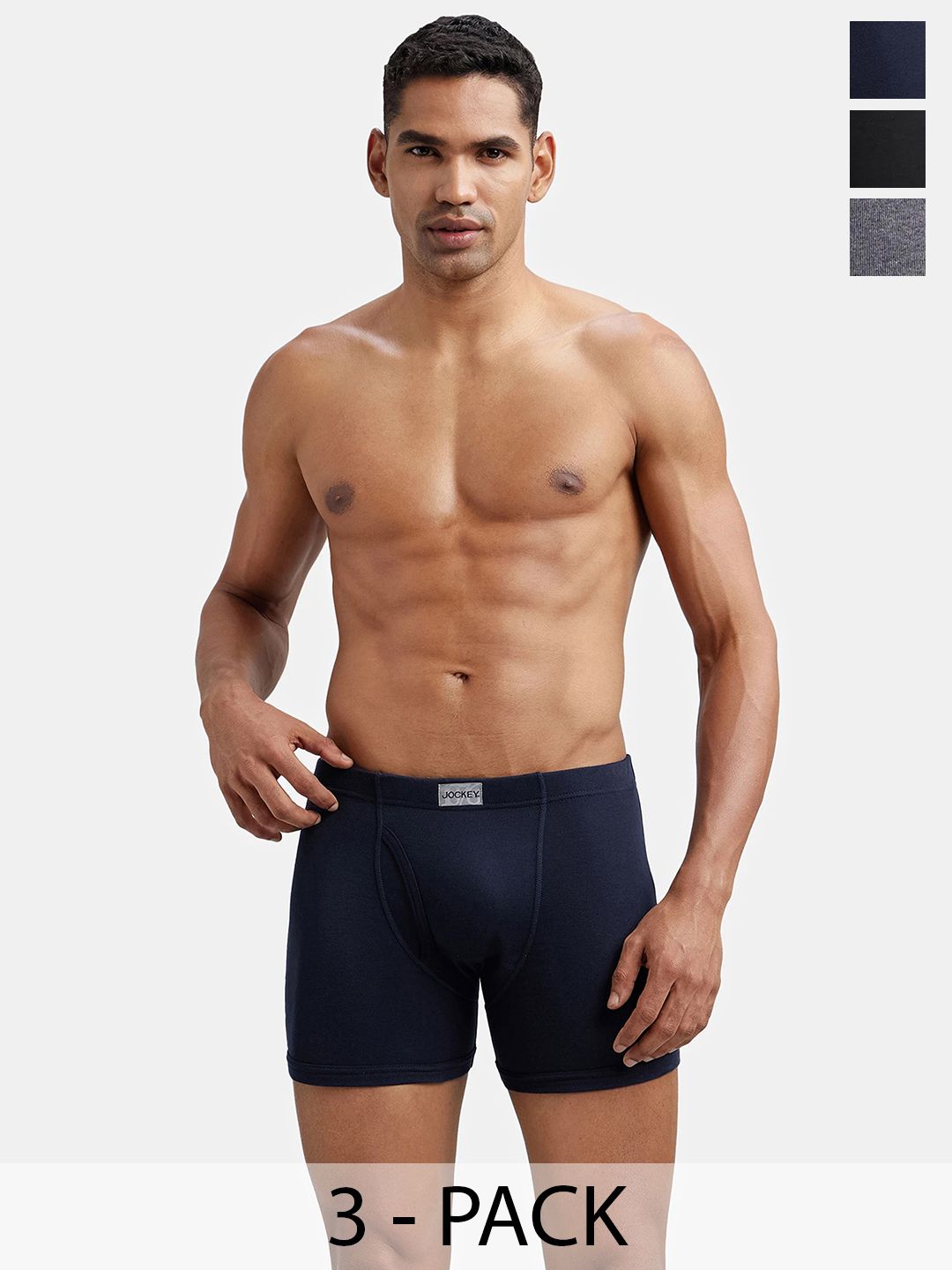 Jockey Pack Of 3 Ribbed Super Combed Cotton Trunks 8008-0305-BNVCM-picture-18