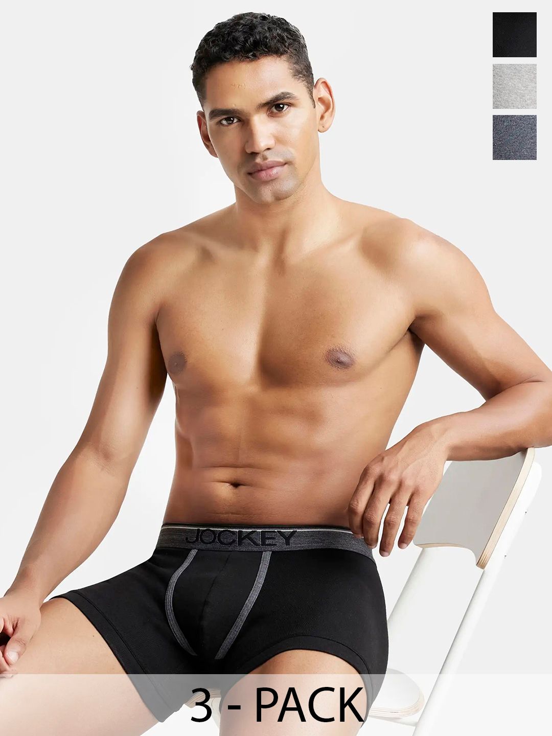 Jockey Pack Of 3 Ribbed Super Combed Cotton Trunks 8009-0305-BCMGM-picture-19