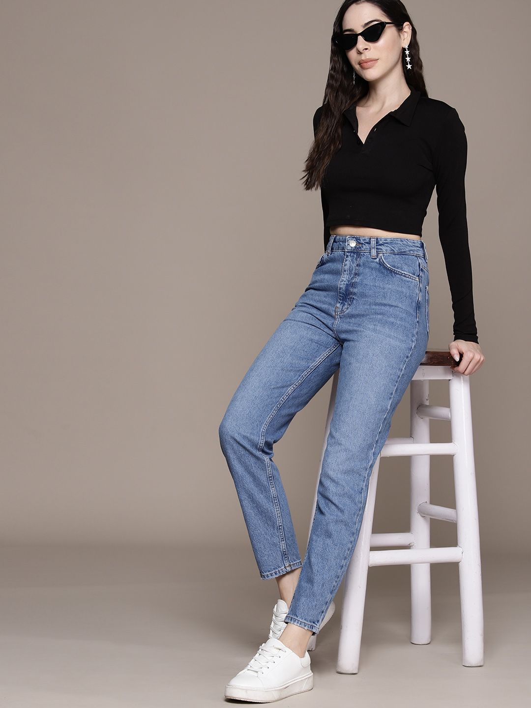 WAREHOUSE Women High-Rise 86s Authentic Mom Jeans