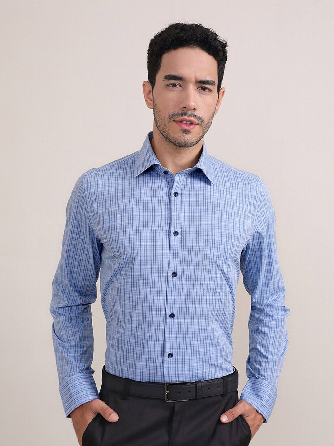 LOUIS STITCH Comfort Checked Cotton Formal Shirt-picture-16