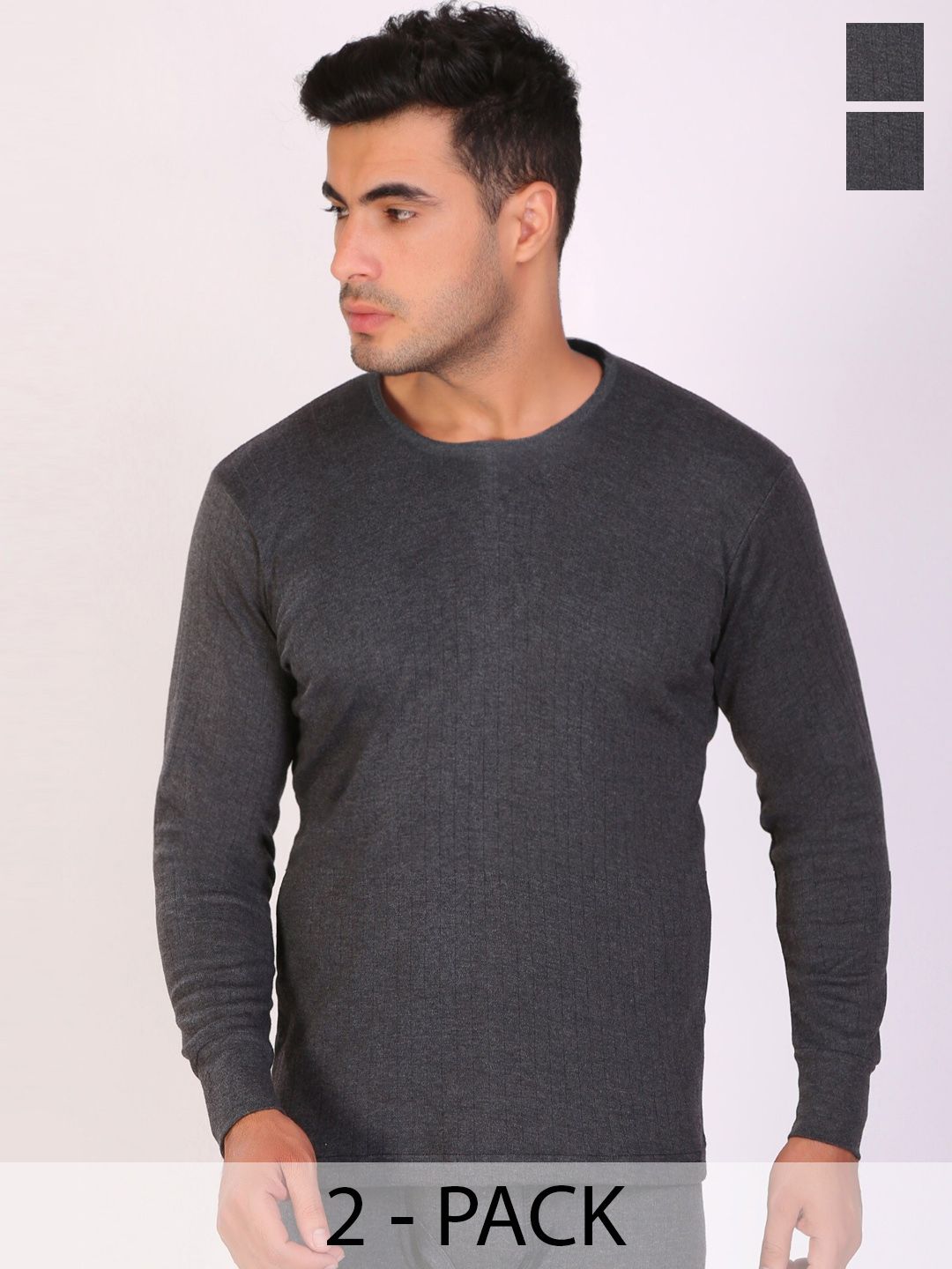 T.T. Pack Of 2 Desire Anthra Round Neck Long Sleeves Slim Fit Thermal Top-picture-41