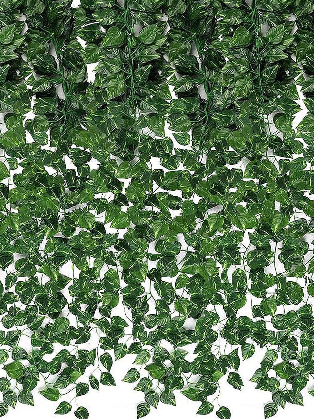 TIED RIBBONS Green Set of 12 Money Plant Artificial Wall Hanging Leaves-image-17