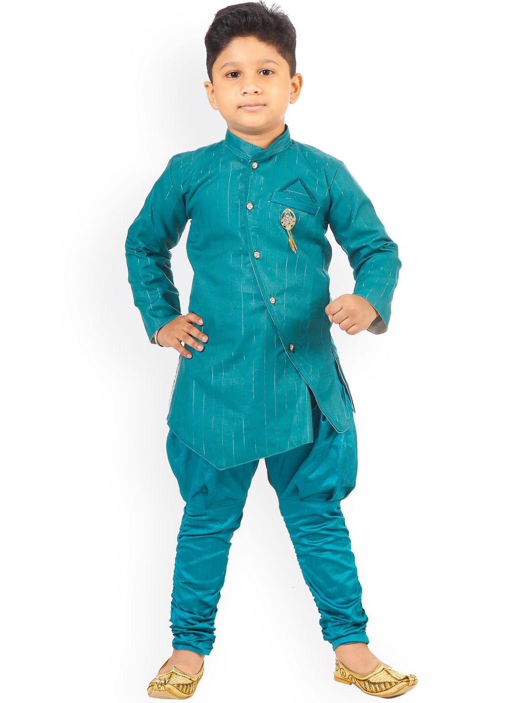 BAESD Boys Striped Mandarin Collar Sherwani With Jodhpuri Pants-picture-31
